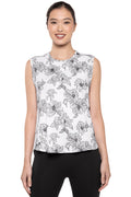 Women's Accelera Performance Tank | White/Black Perfect Peony