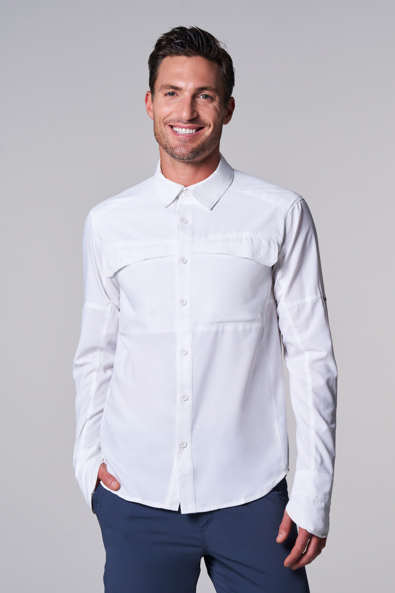 Men's Nassau Long Sleeve Fishing Shirt | White