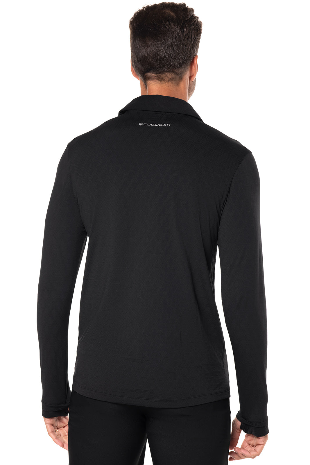 Men's Arobello Long Sleeve Golf Polo | Black Diamond Jacquard