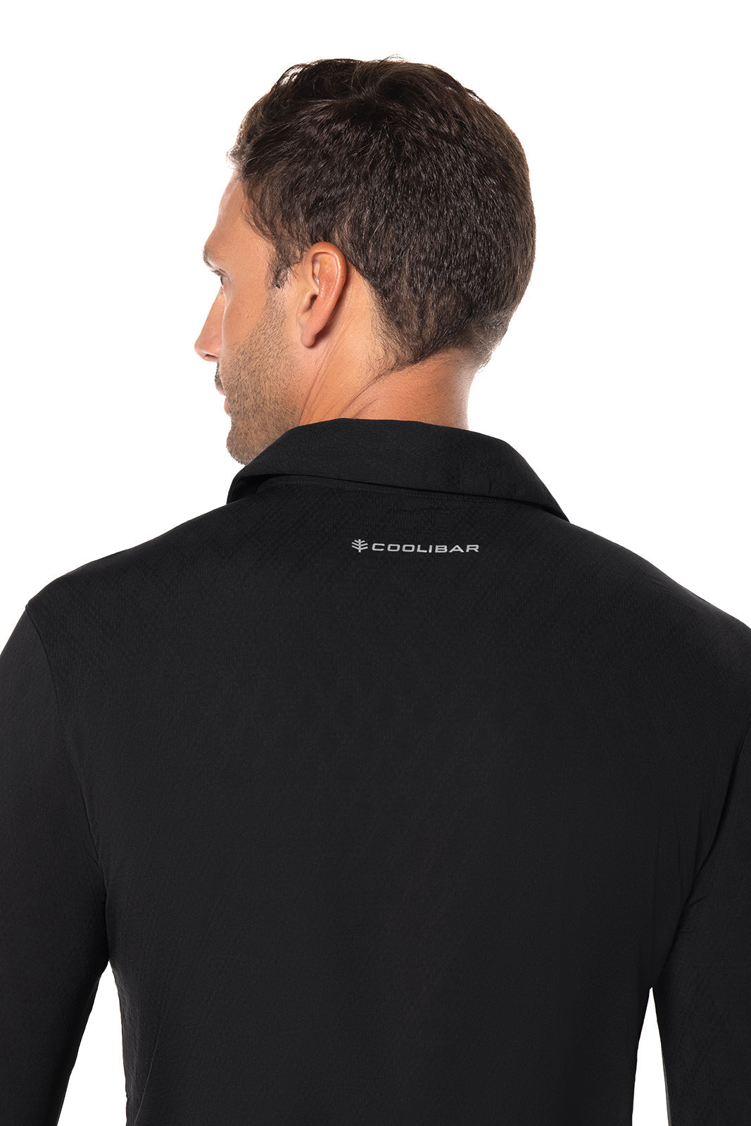 Men's Arobello Long Sleeve Golf Polo | Black Diamond Jacquard