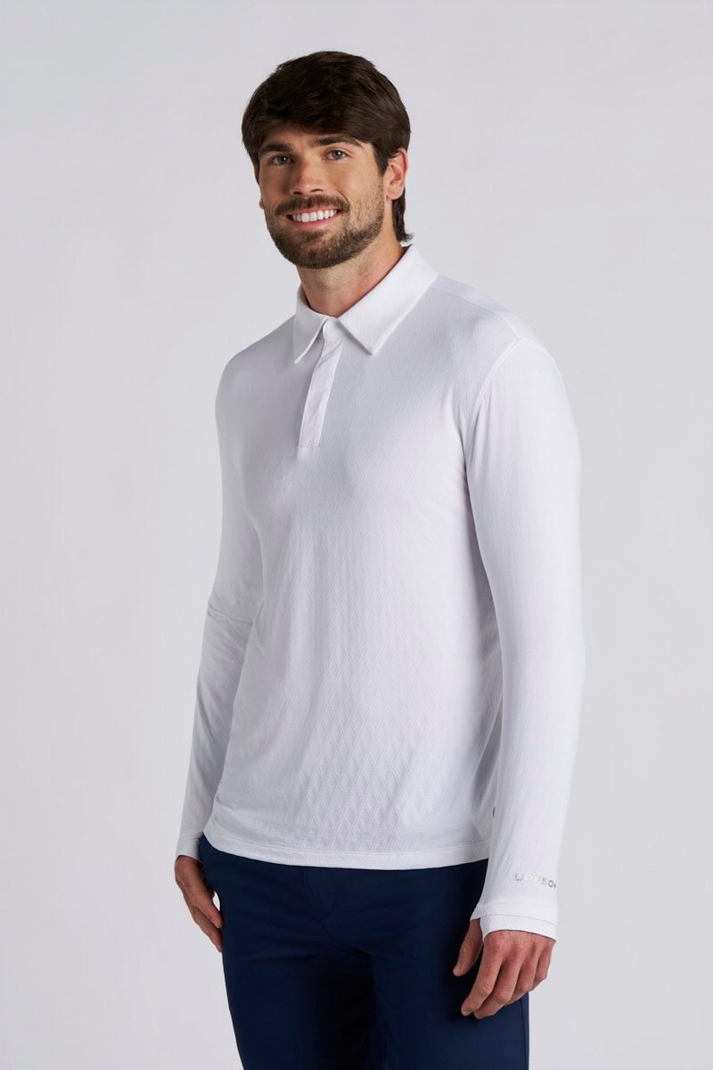 Men's Arobello Golf Polo | White Diamond Jacquard