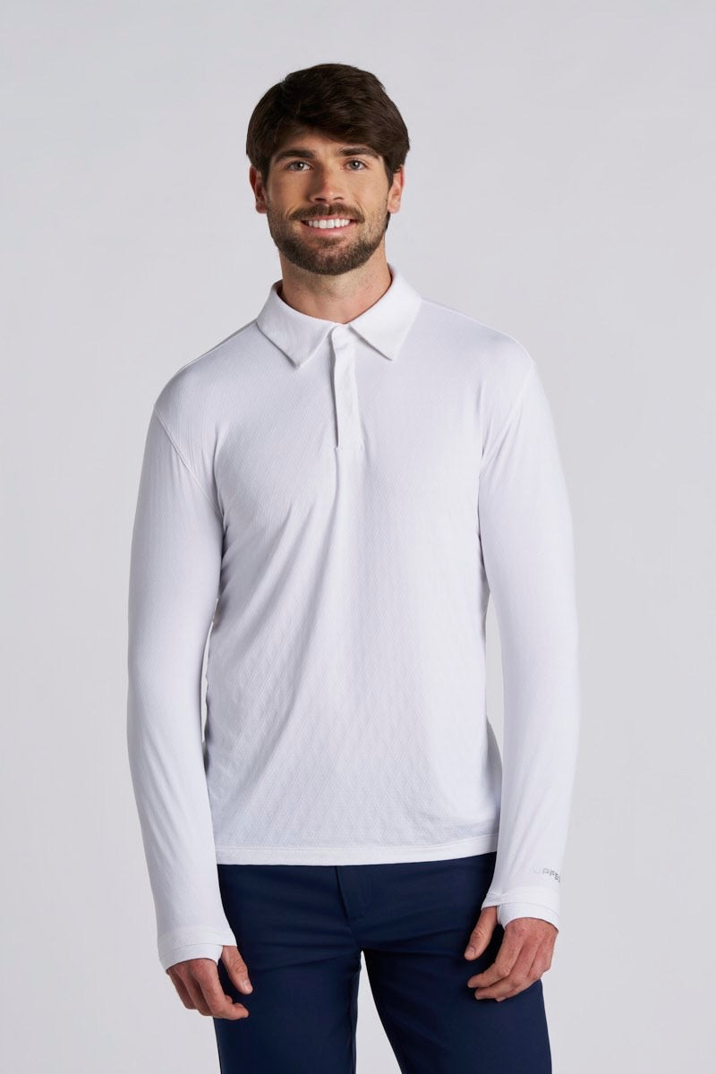 Men's Arobello Golf Polo | White Diamond Jacquard