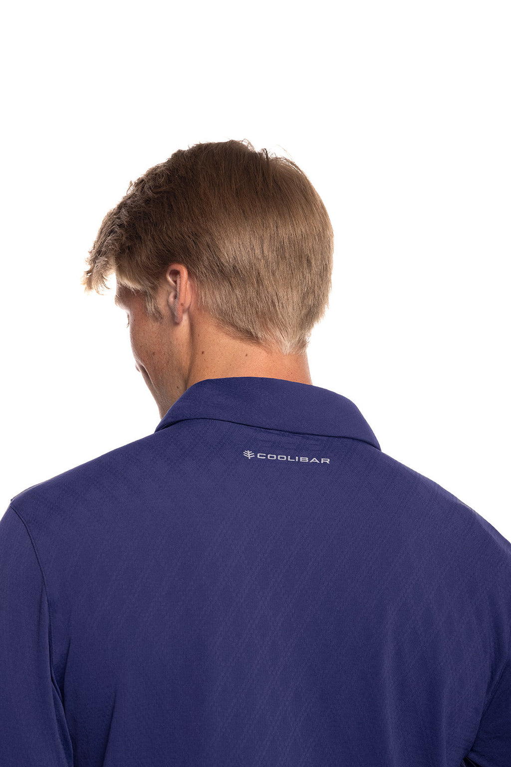 Men's Arobello Long Sleeve Golf Polo | Navy Diamond Jacquard