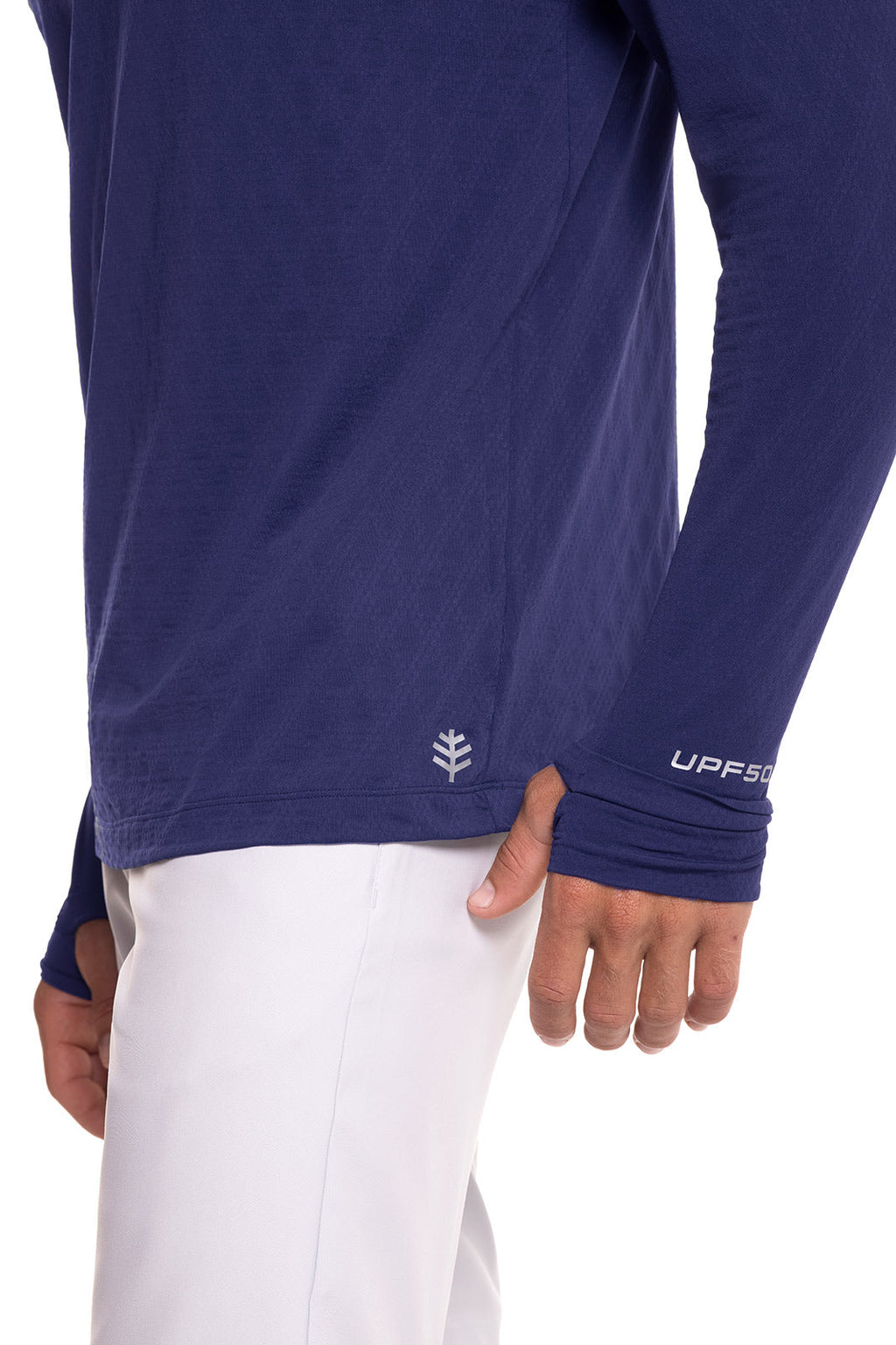 Men's Arobello Long Sleeve Golf Polo | Navy Diamond Jacquard