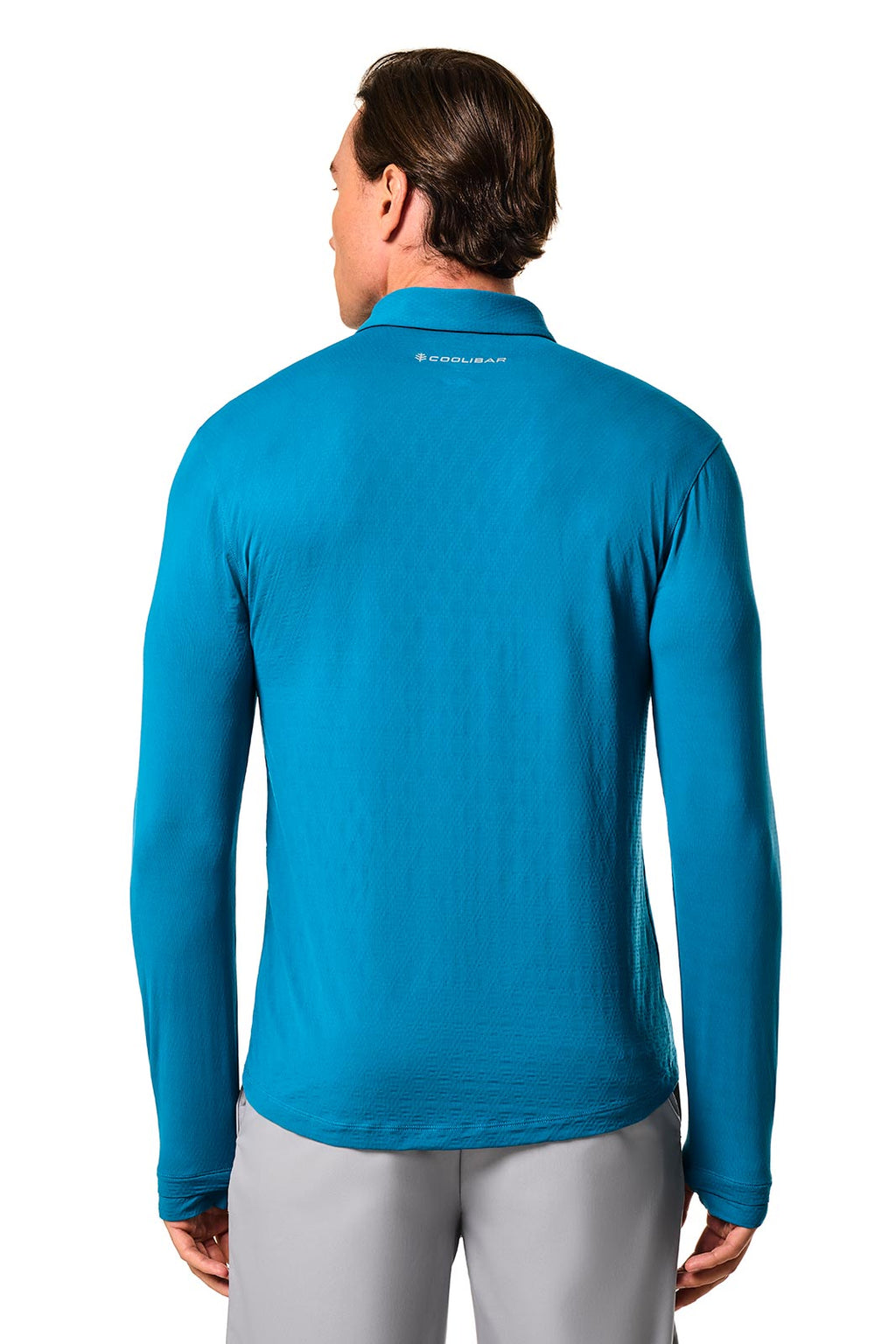 Men's Arobello Long Sleeve Golf Polo | Bluejay Diamond Jacquard