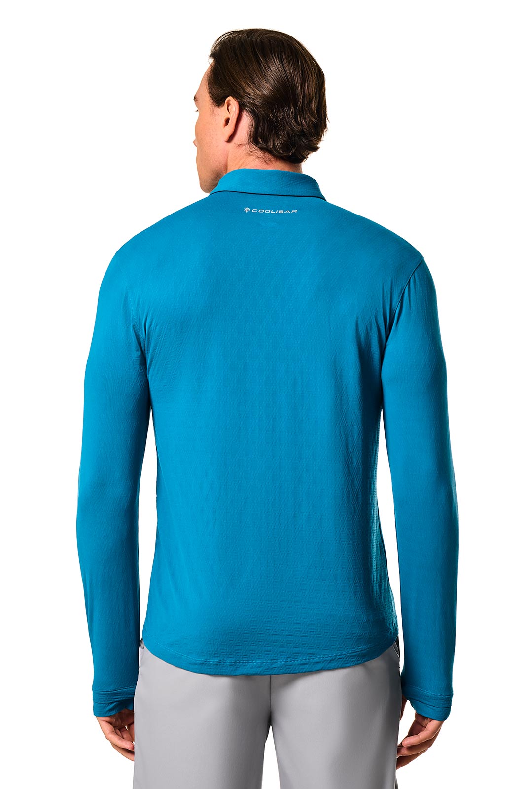 Men's Arobello Long Sleeve Golf Polo | Bluejay Diamond Jacquard