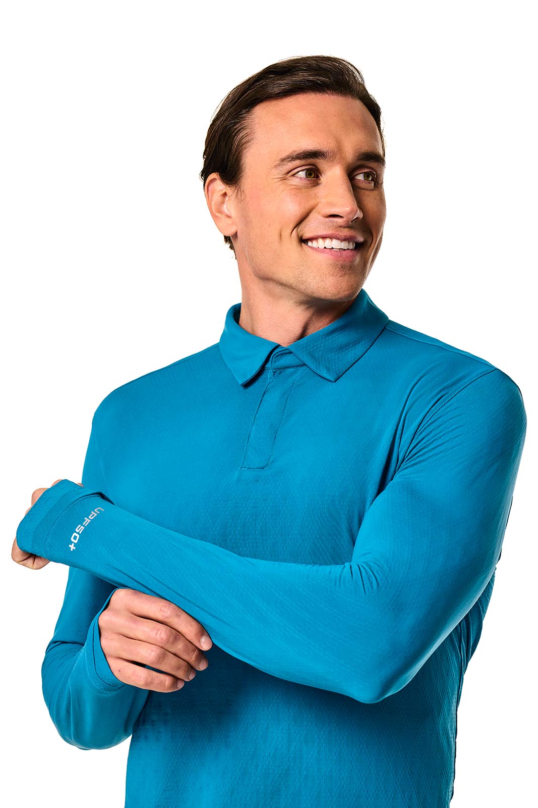 Men's Arobello Long Sleeve Golf Polo | Bluejay Diamond Jacquard