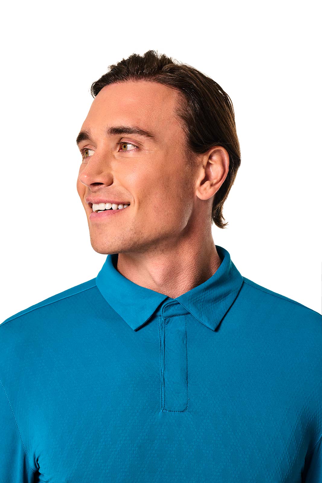 Men's Arobello Long Sleeve Golf Polo | Bluejay Diamond Jacquard