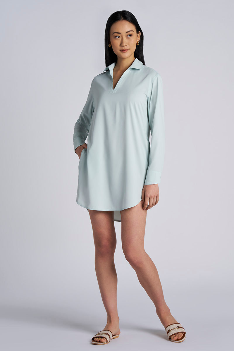 Women's Koesta Cover-Up Pull Over Shirt with Pockets | Misty Aqua