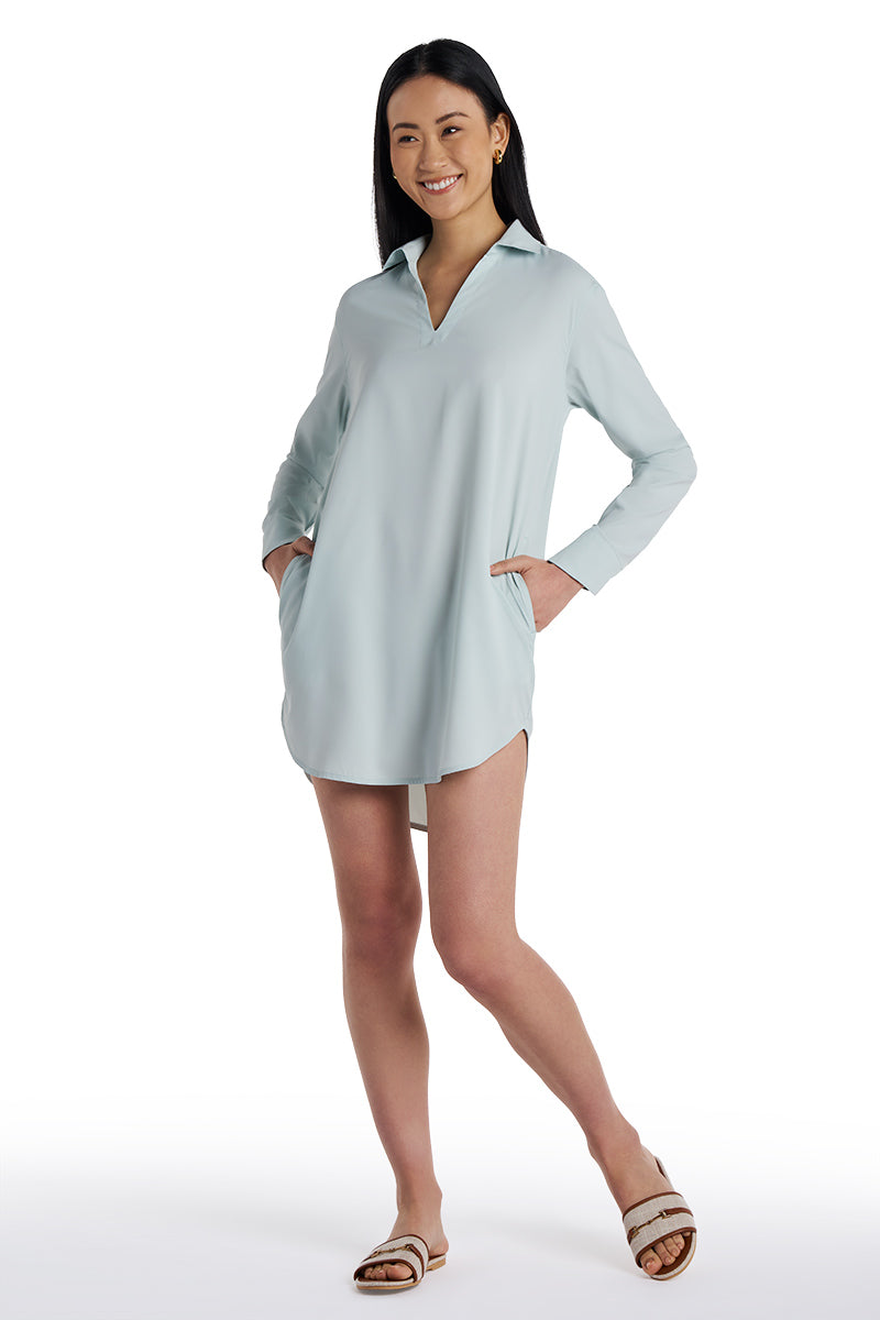 Women's Koesta Cover-Up Pull Over Shirt with Pockets | Misty Aqua