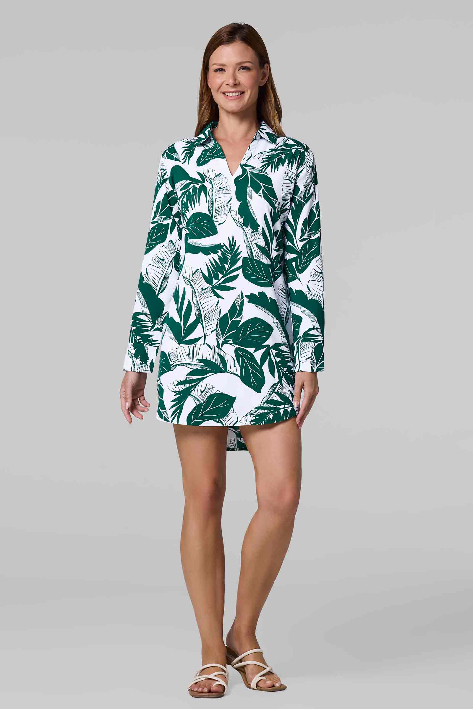 Women's Koesta Cover-Up Pull Over Shirt with Pockets | Eden Green Palm Paradise