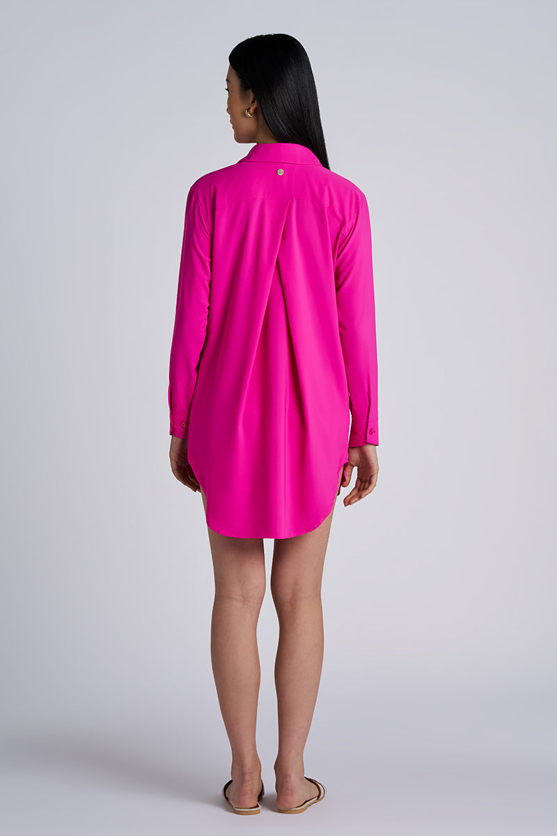 Women's Koesta Cover-Up Pull Over Shirt with Pockets | Fuchsia