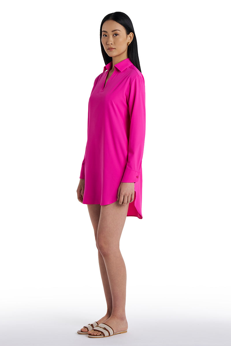 Women's Koesta Cover-Up Pull Over Shirt with Pockets | Fuchsia