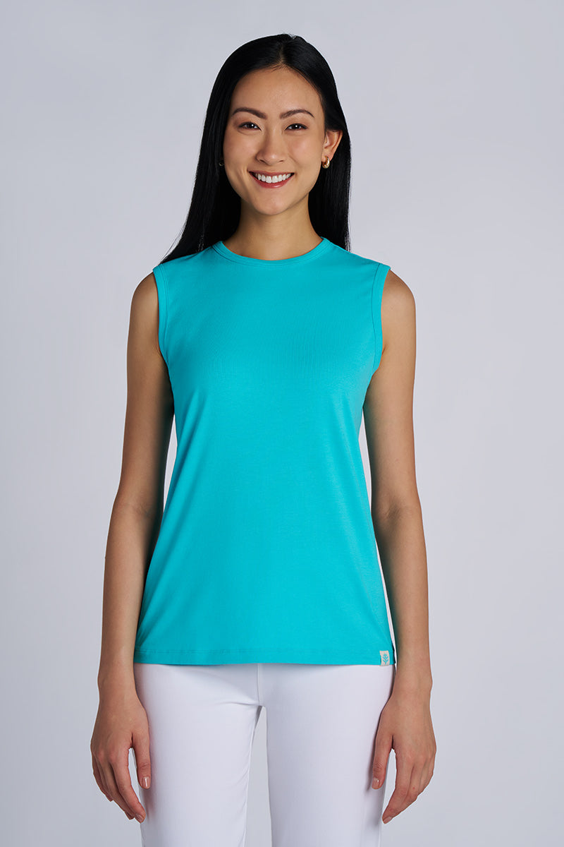 Women's LumaLeo High Neck Tank Top | Coolibar Blue
