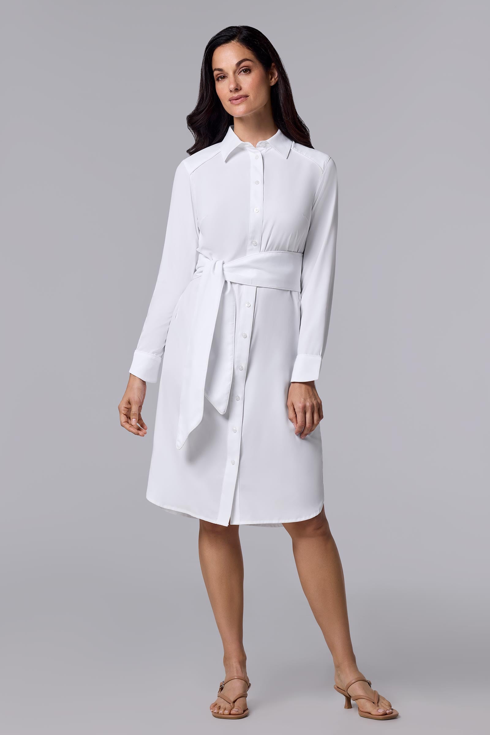 Women's Kitts Shirt Dress with Belt | White
