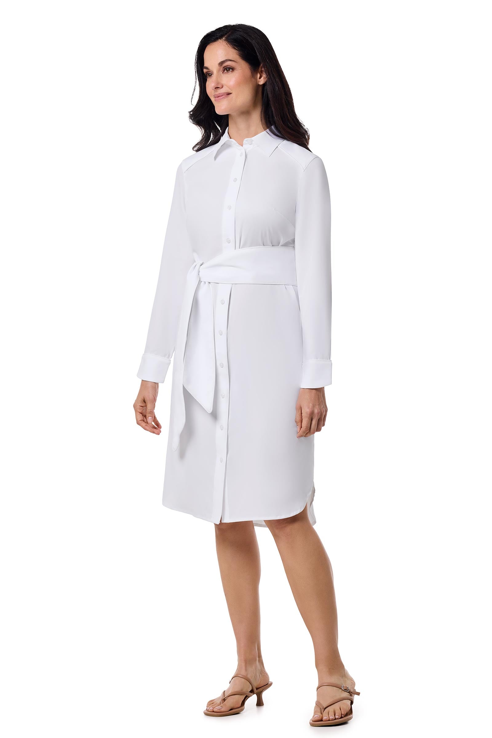 Women's Kitts Shirt Dress with Belt | White