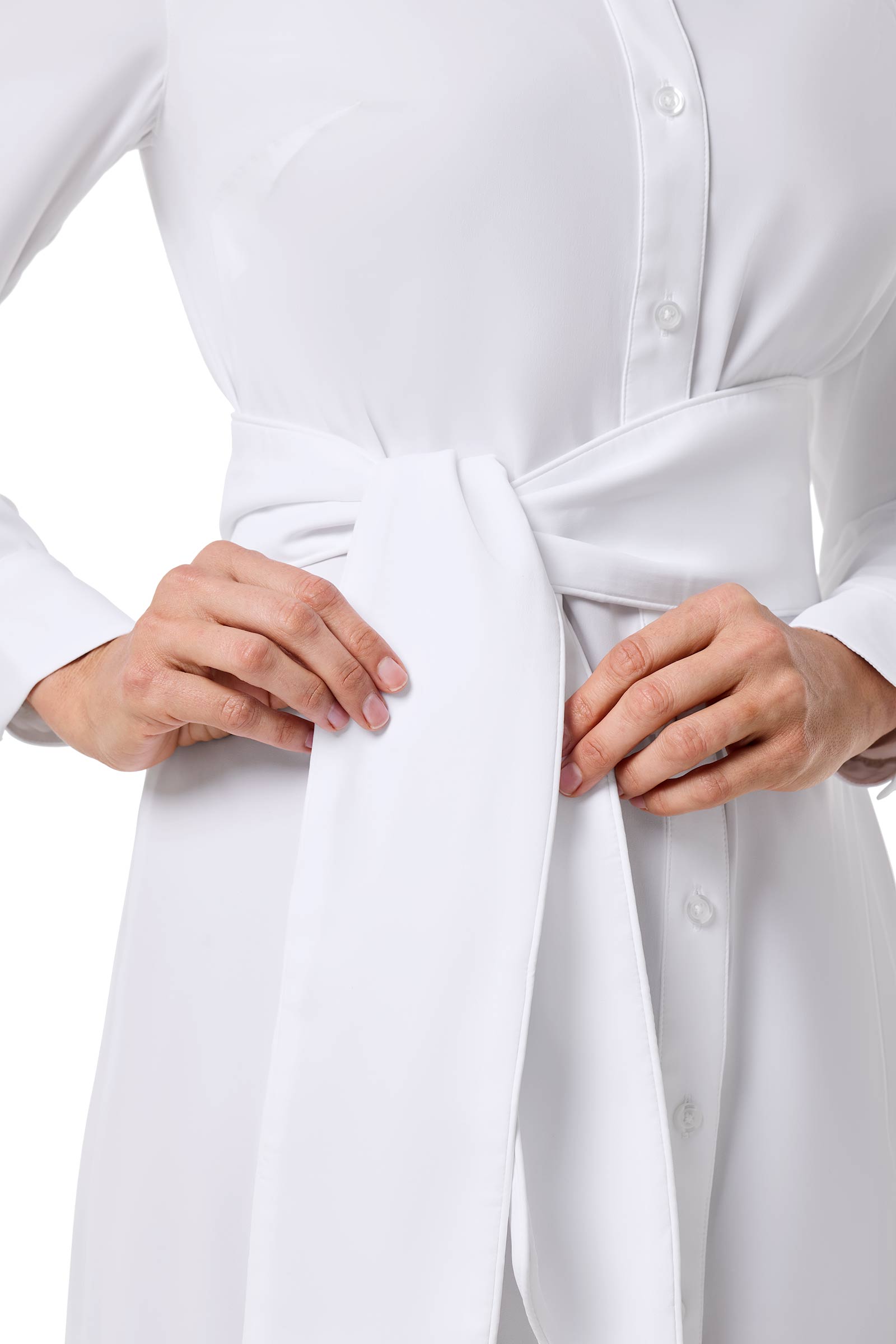 Women's Kitts Shirt Dress with Belt | White