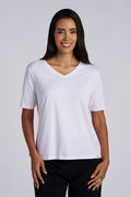 Women's Morada Everyday Short Sleeve V-Neck T-Shirt | White