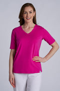 Women's Morada Everyday Short Sleeve V-Neck T-Shirt | Fuchsia