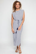 Women's Coral Way Sleeveless Midi Dress | White/Navy Stripe