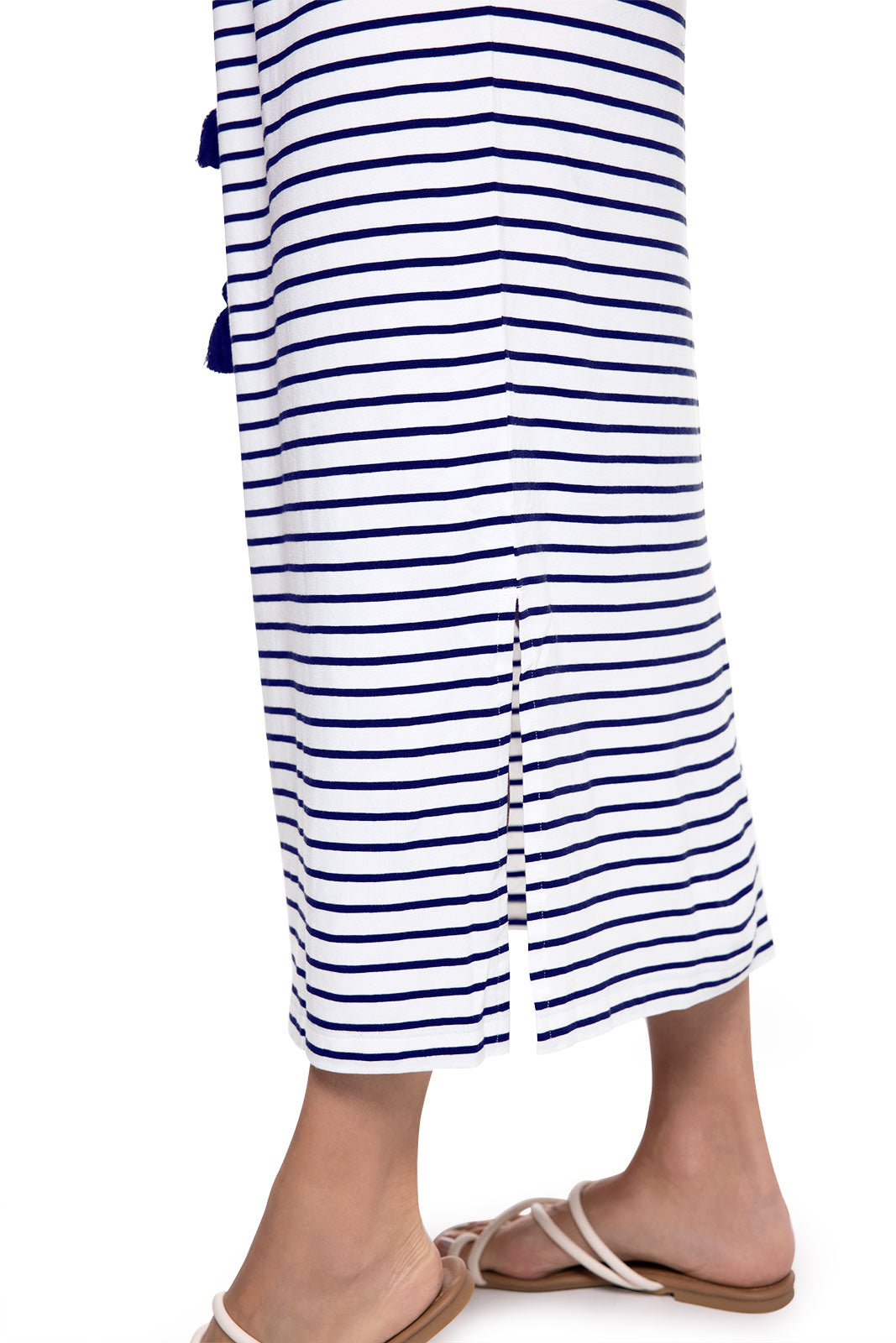 Women's Coral Way Sleeveless Midi Dress | White/Navy Stripe