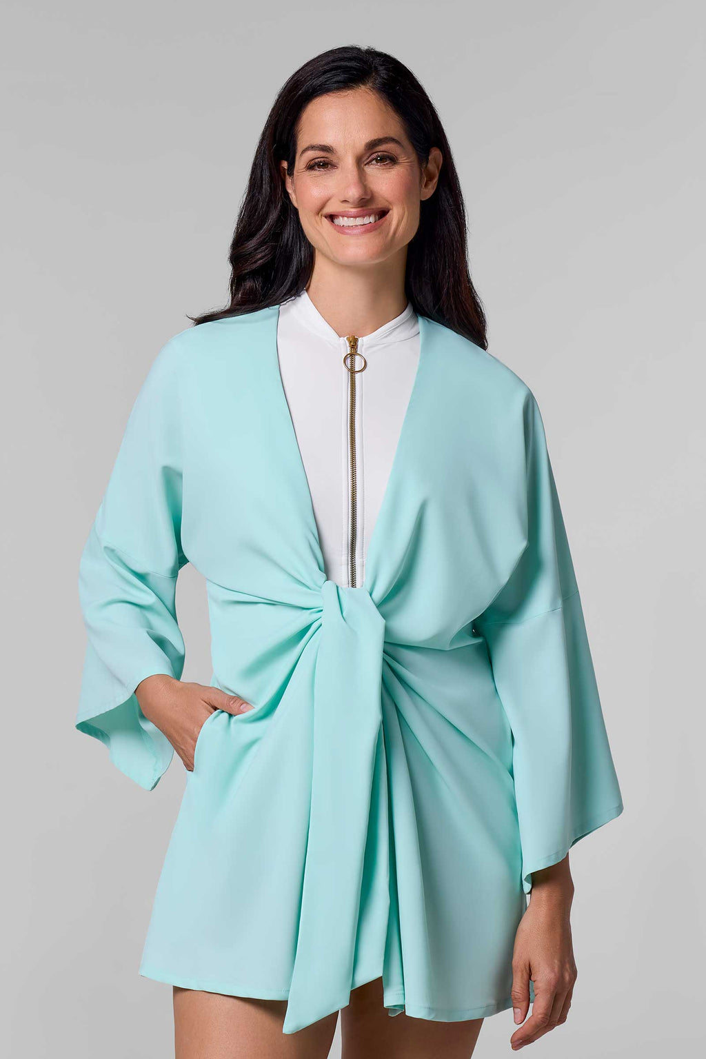Women's Ocean Drive Cover-Up with Front Tie | Misty Aqua