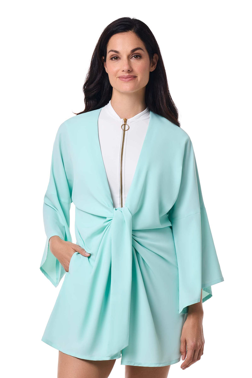 Women's Ocean Drive Cover-Up with Front Tie | Misty Aqua