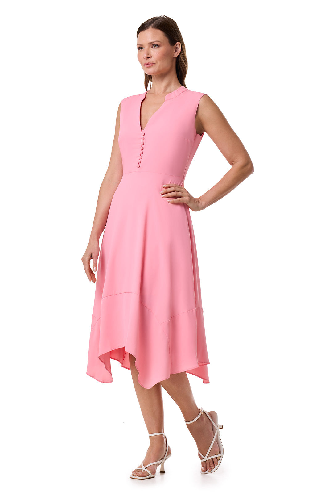 Women's Monroe Button Front Midi Dress | Flamingo Pink