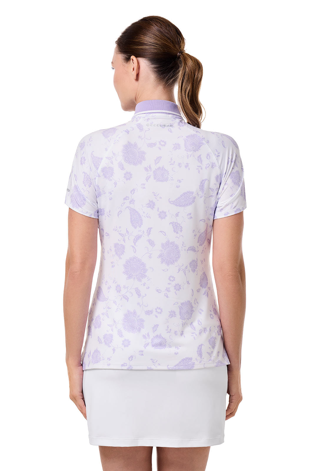 CourtLine Short Sleeve Polo | White Floral Paisley