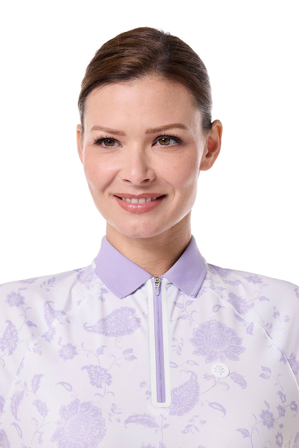 CourtLine Short Sleeve Polo | White Floral Paisley