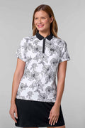 CourtLine Short Sleeve Polo | White/Black Perfect Peony