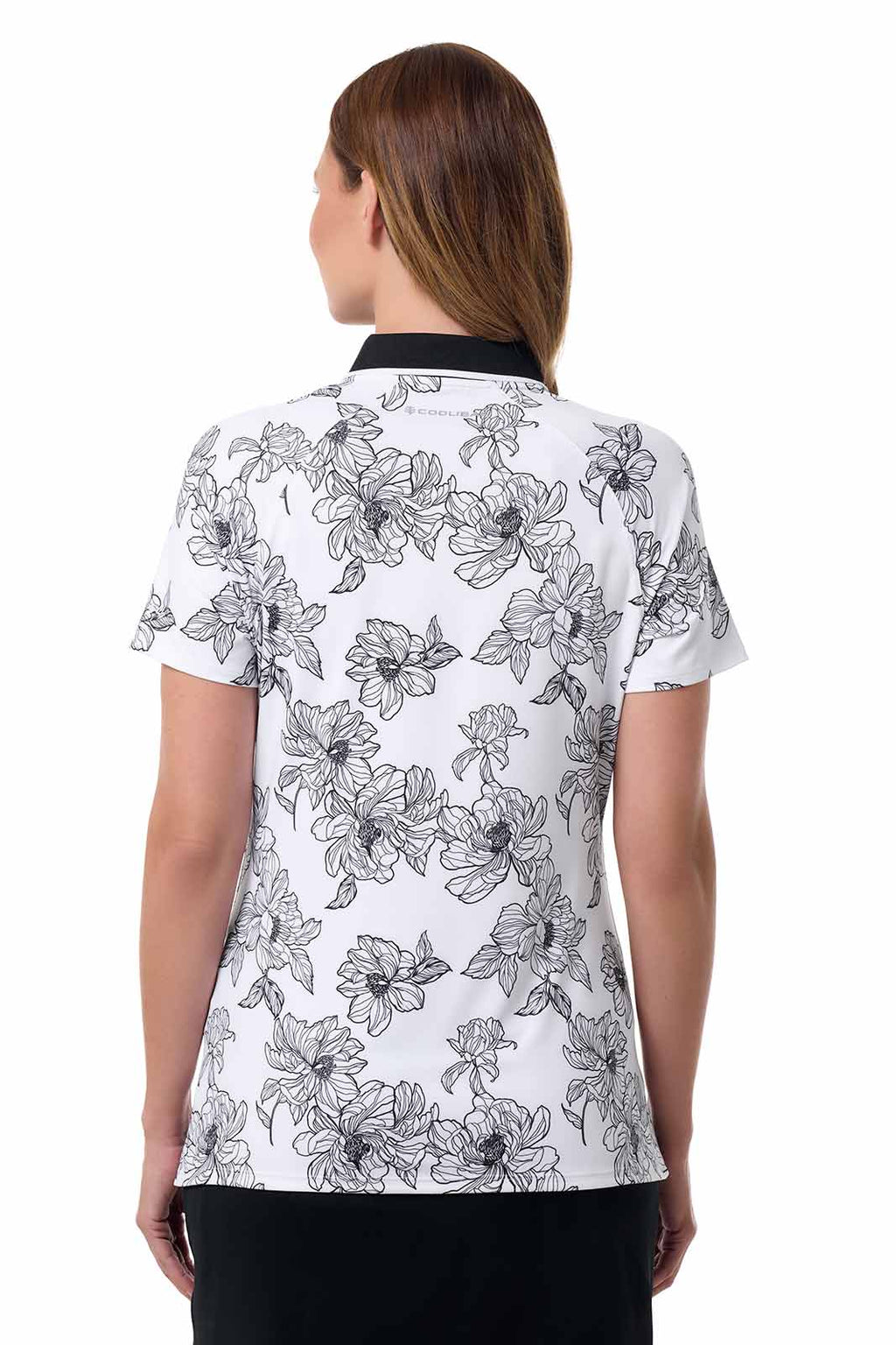 CourtLine Short Sleeve Polo | White/Black Perfect Peony
