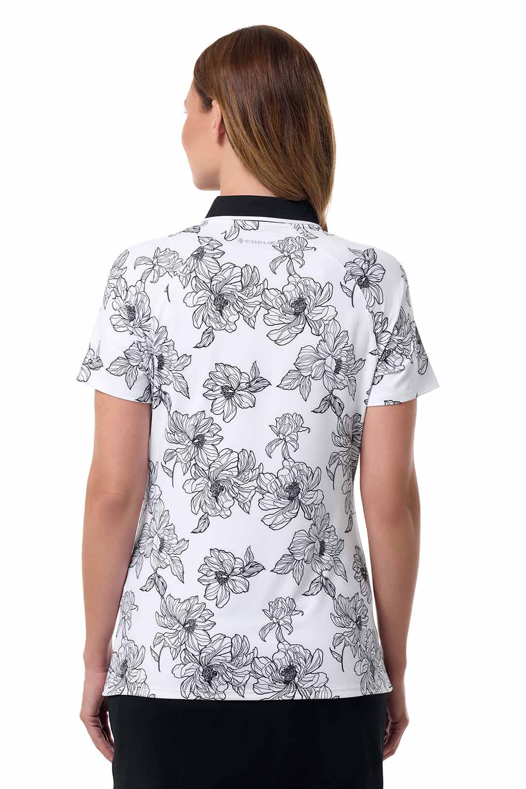 CourtLine Short Sleeve Polo | White/Black Perfect Peony