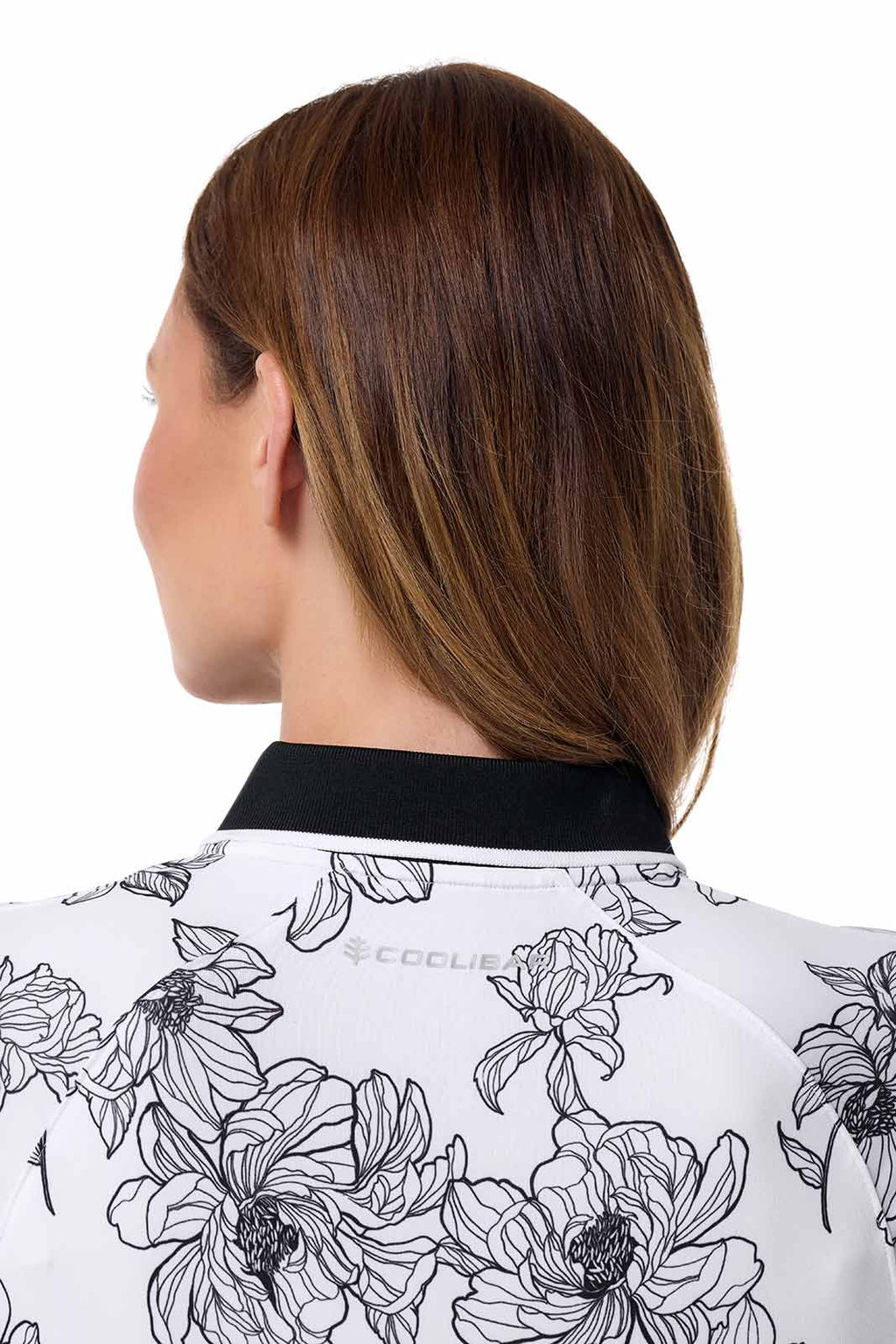 CourtLine Short Sleeve Polo | White/Black Perfect Peony