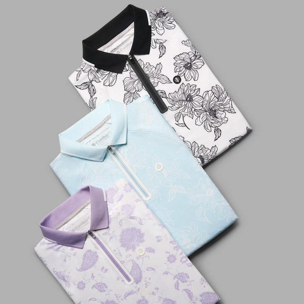 CourtLine Short Sleeve Polo | White/Black Perfect Peony