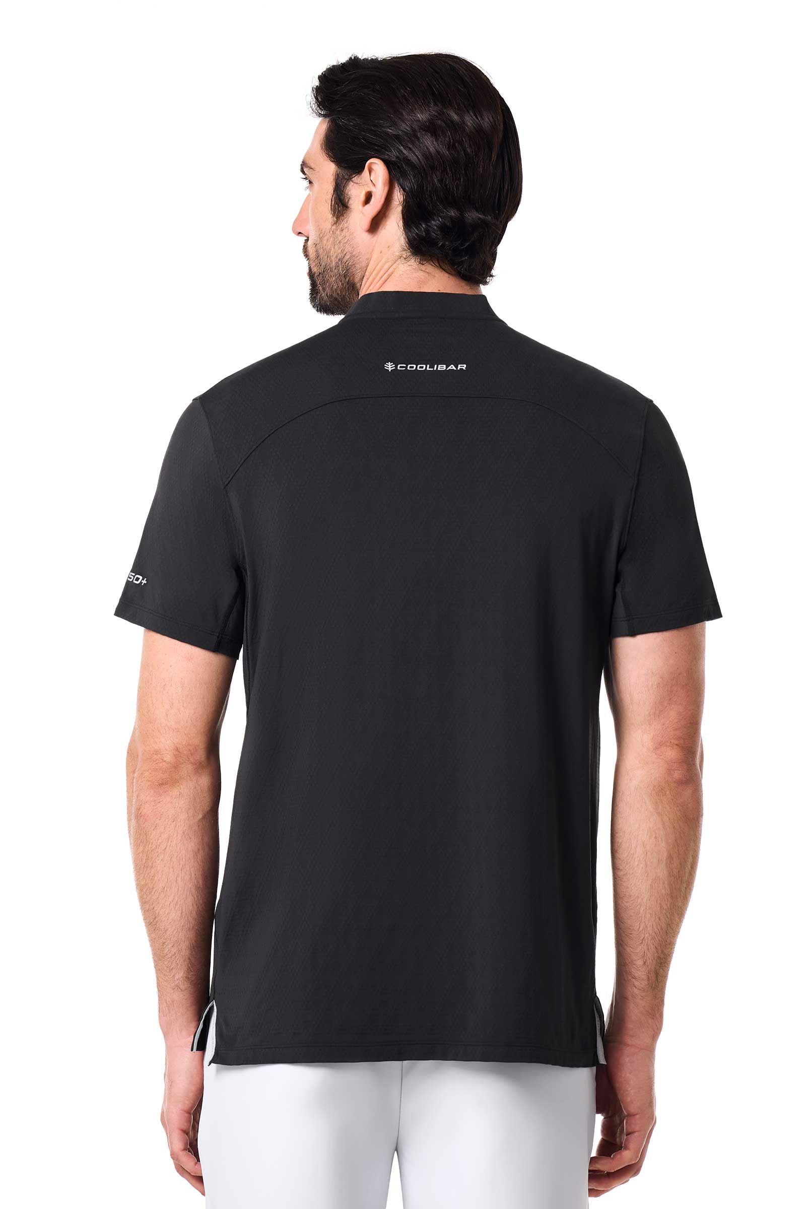 CourtLight Mock Neck Tennis Top | Black Diamond Jacquard