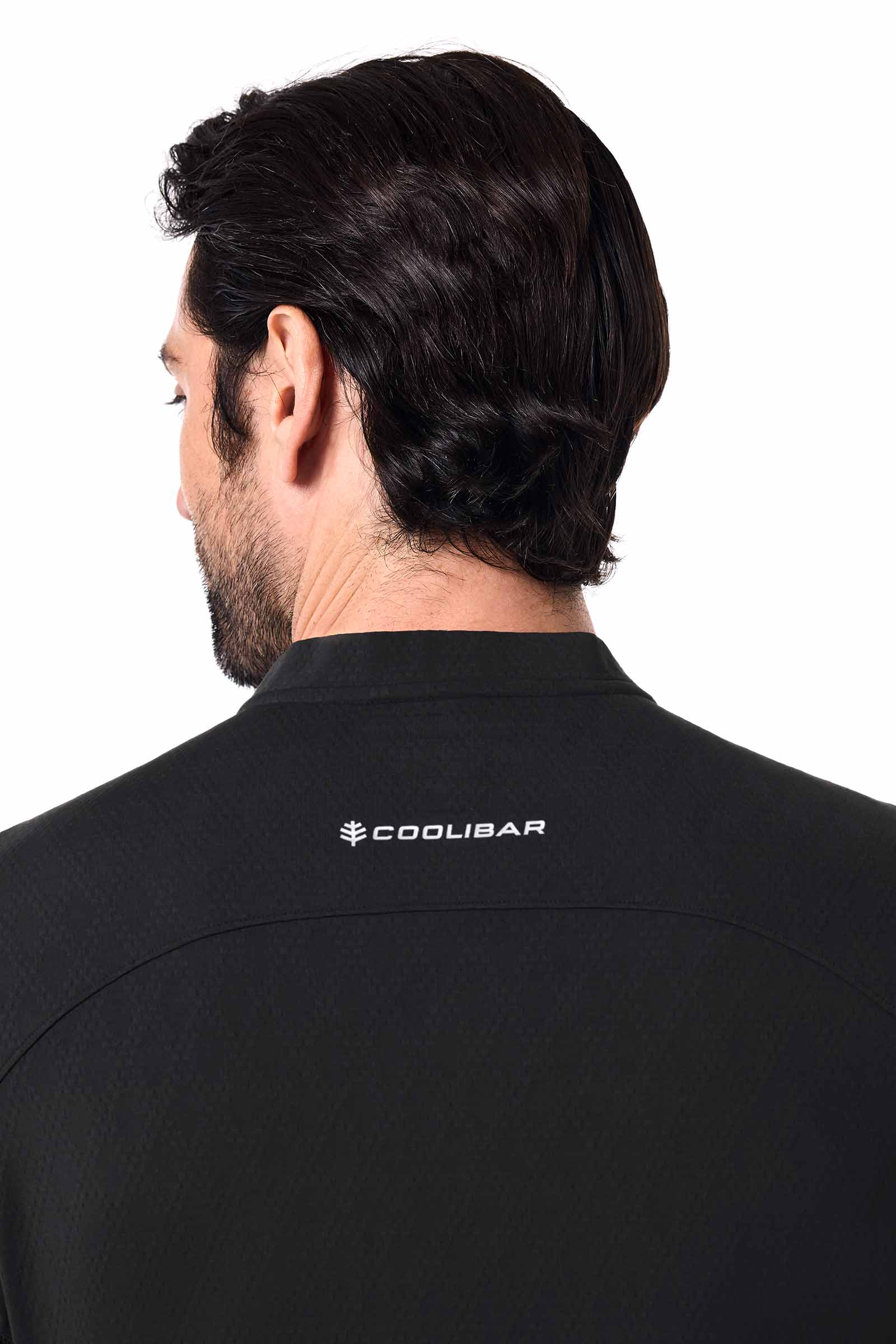 CourtLight Mock Neck Tennis Top | Black Diamond Jacquard