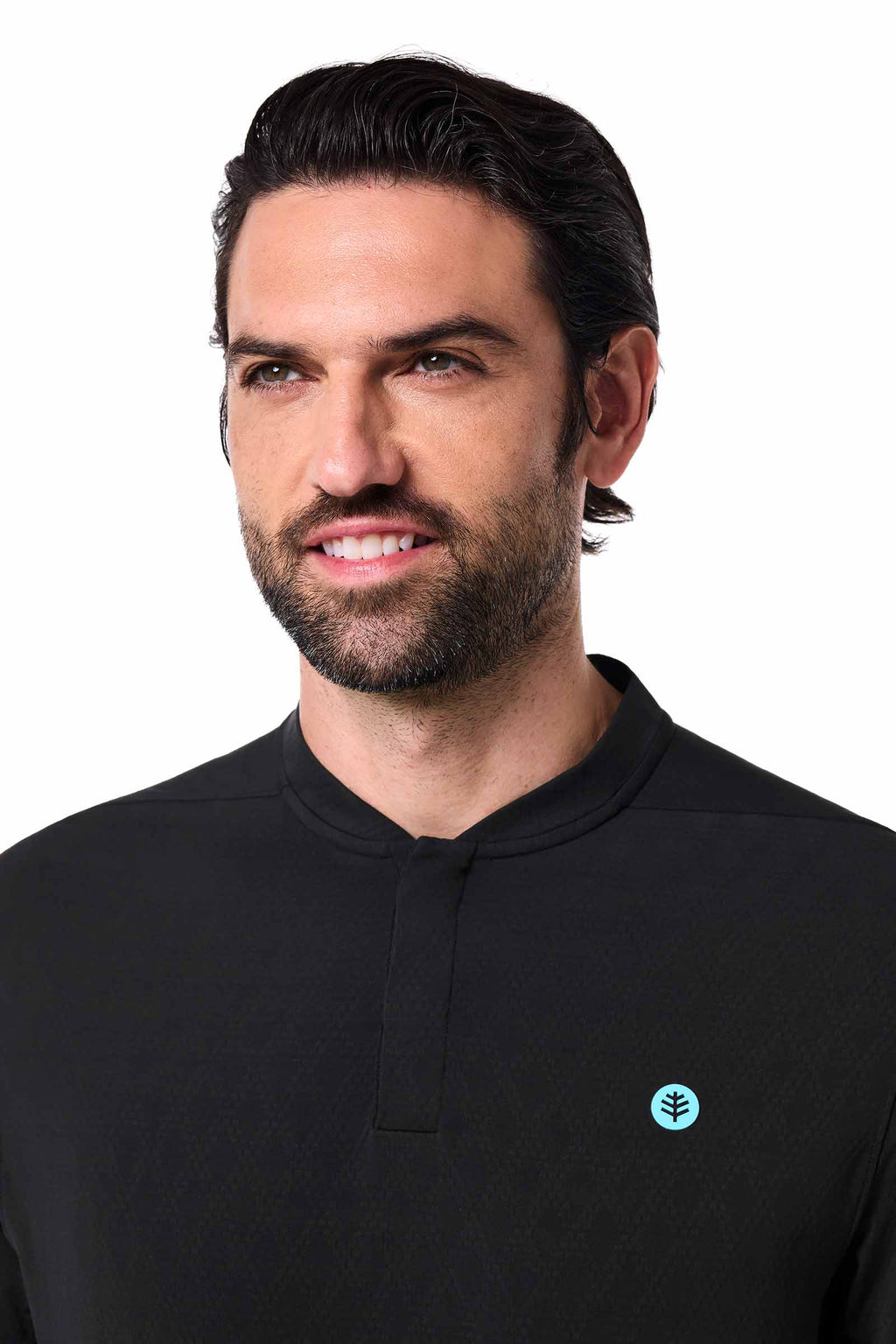 CourtLight Mock Neck Tennis Top | Black Diamond Jacquard