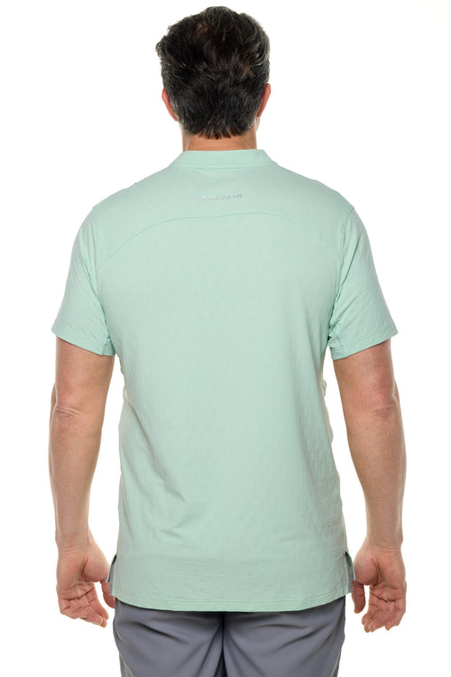 CourtLight Mock Neck Tennis Top | Misty Aqua Diamond Jacquard