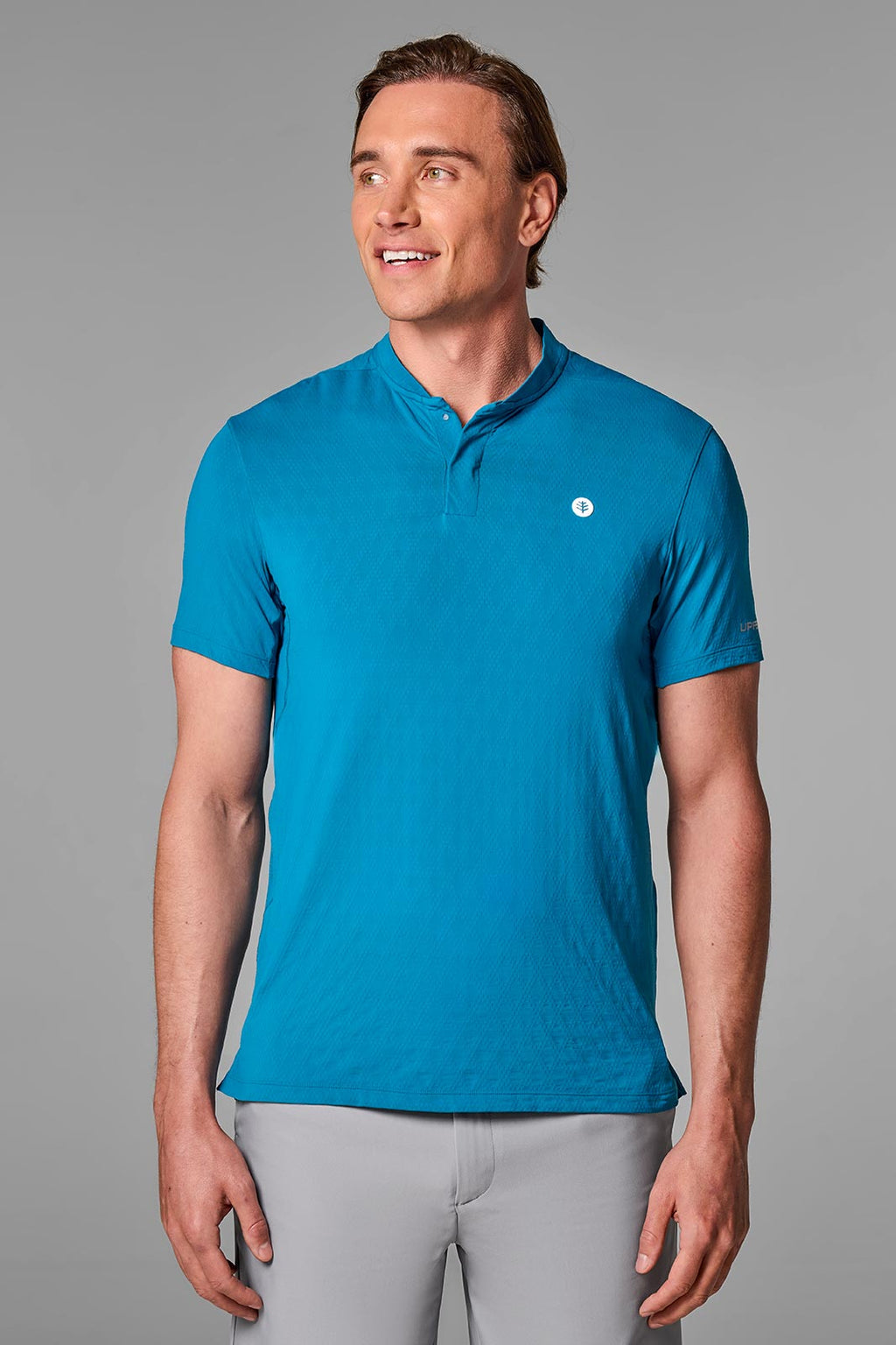 CourtLight Mock Neck Tennis Top | Bluejay Diamond Jacquard