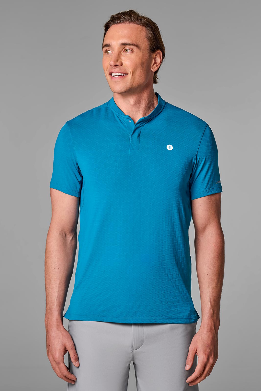 CourtLight Mock Neck Tennis Top | Bluejay Diamond Jacquard