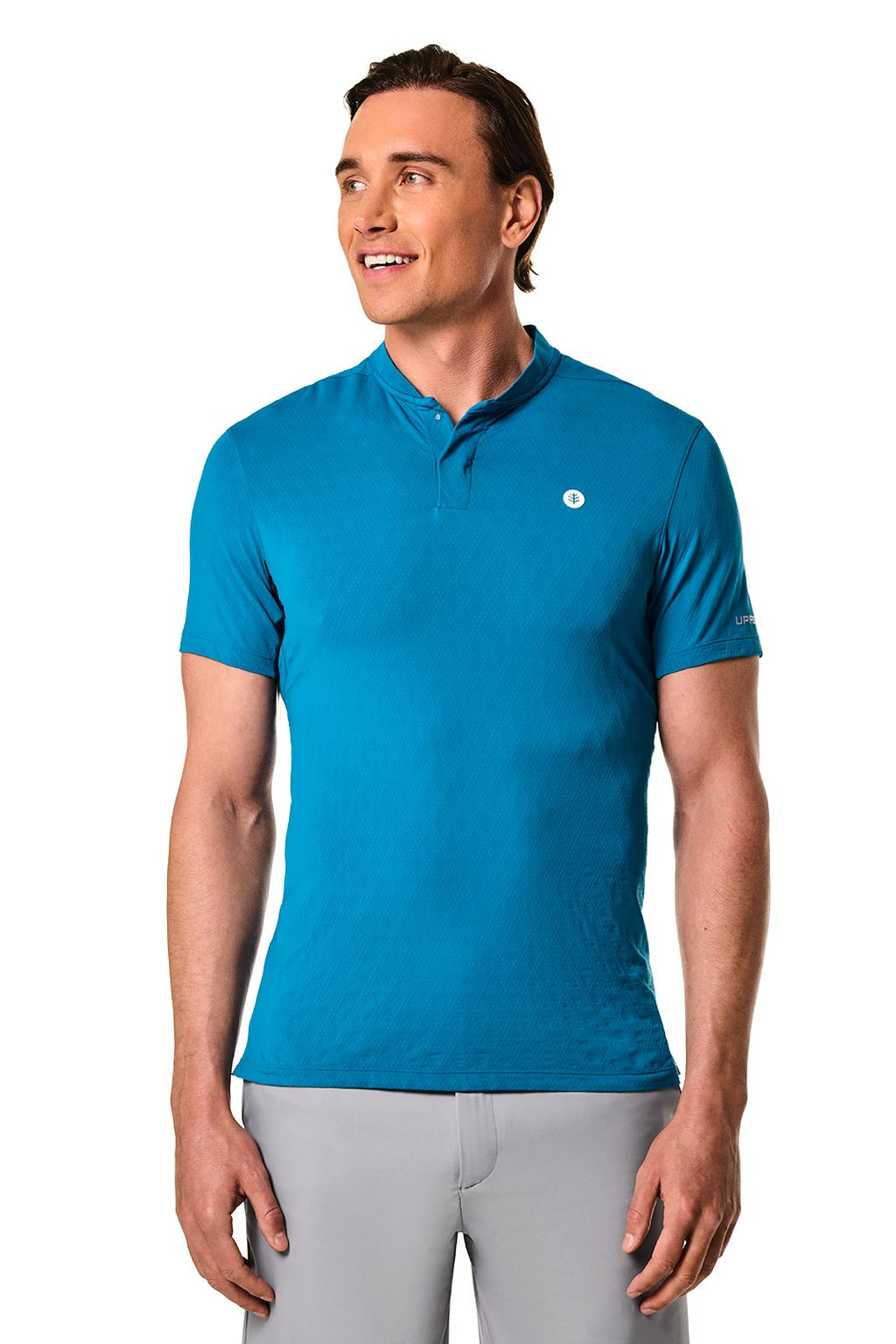 CourtLight Mock Neck Tennis Top | Bluejay Diamond Jacquard