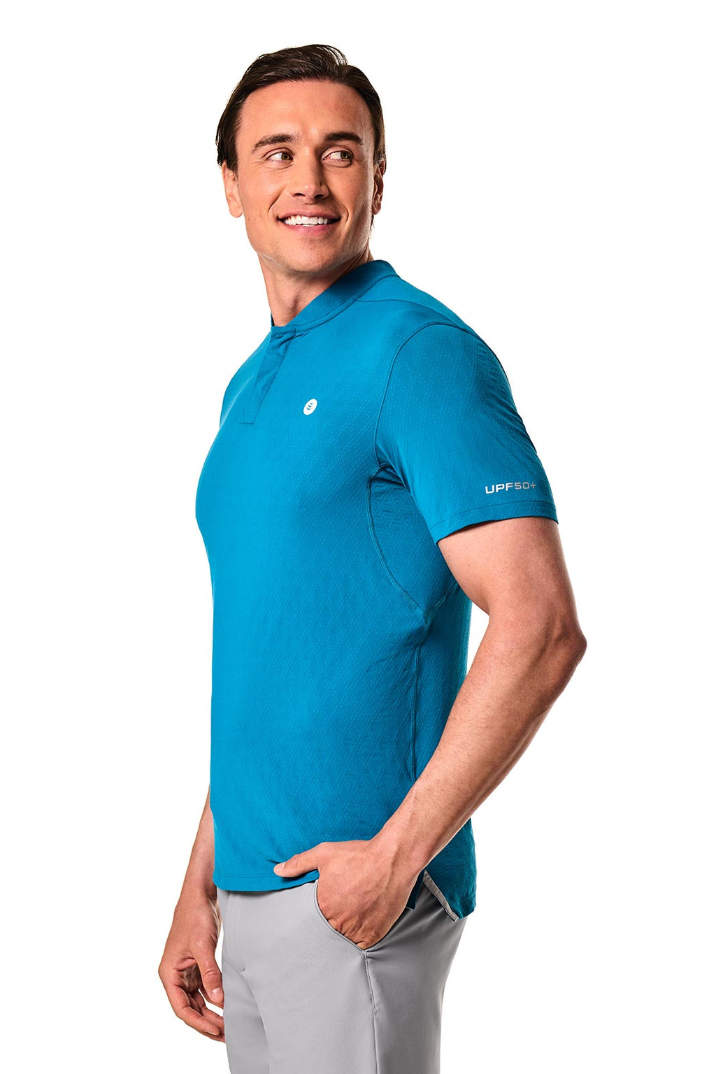 CourtLight Mock Neck Tennis Top | Bluejay Diamond Jacquard