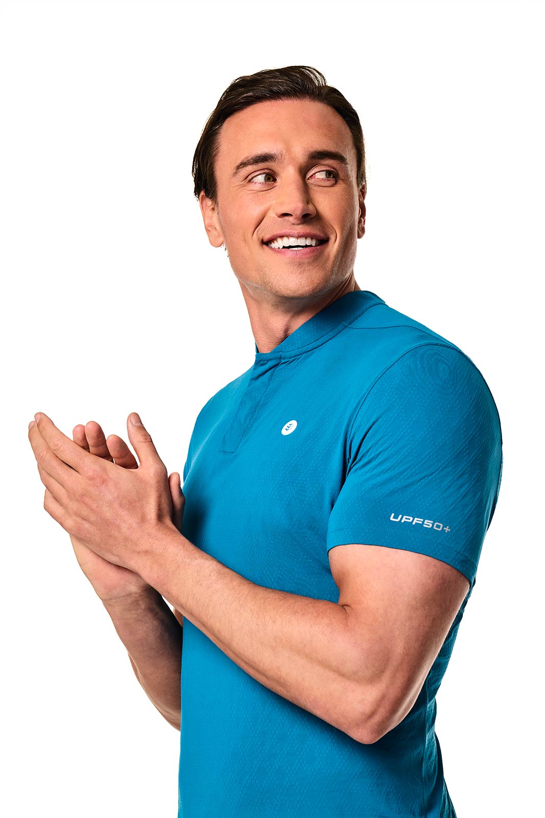 CourtLight Mock Neck Tennis Top | Bluejay Diamond Jacquard