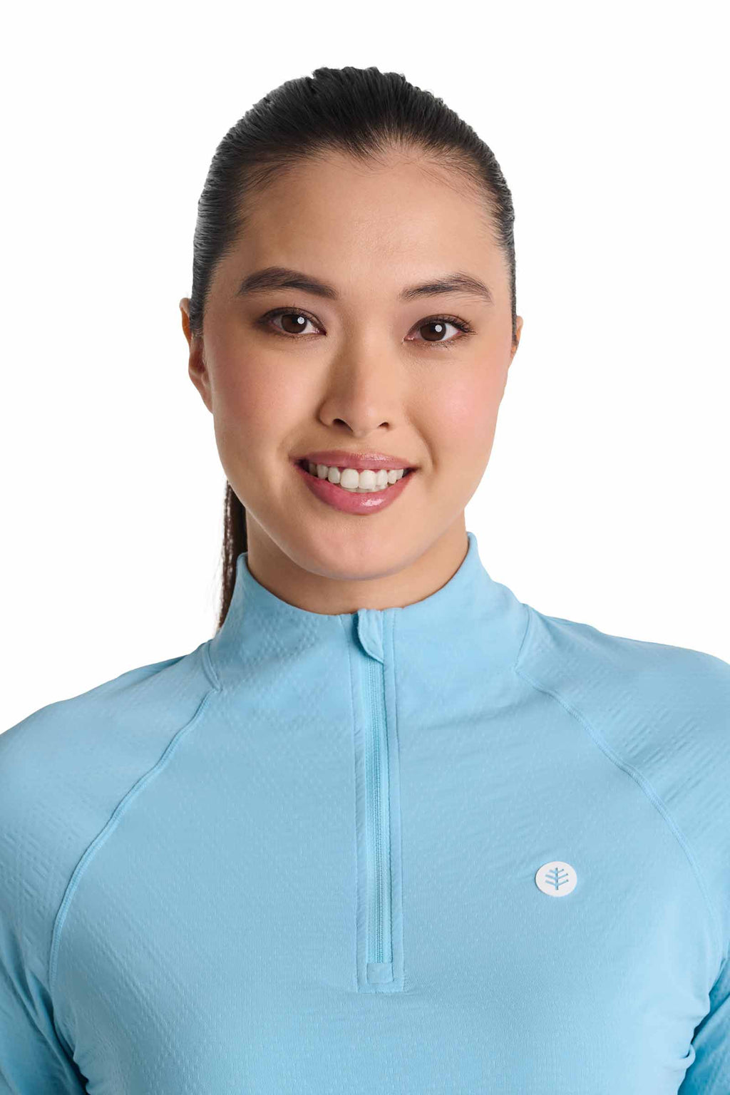 Women's Albatross Elbow Sleeve Mock Neck Top | Arctic Blue Diamond Jacquard