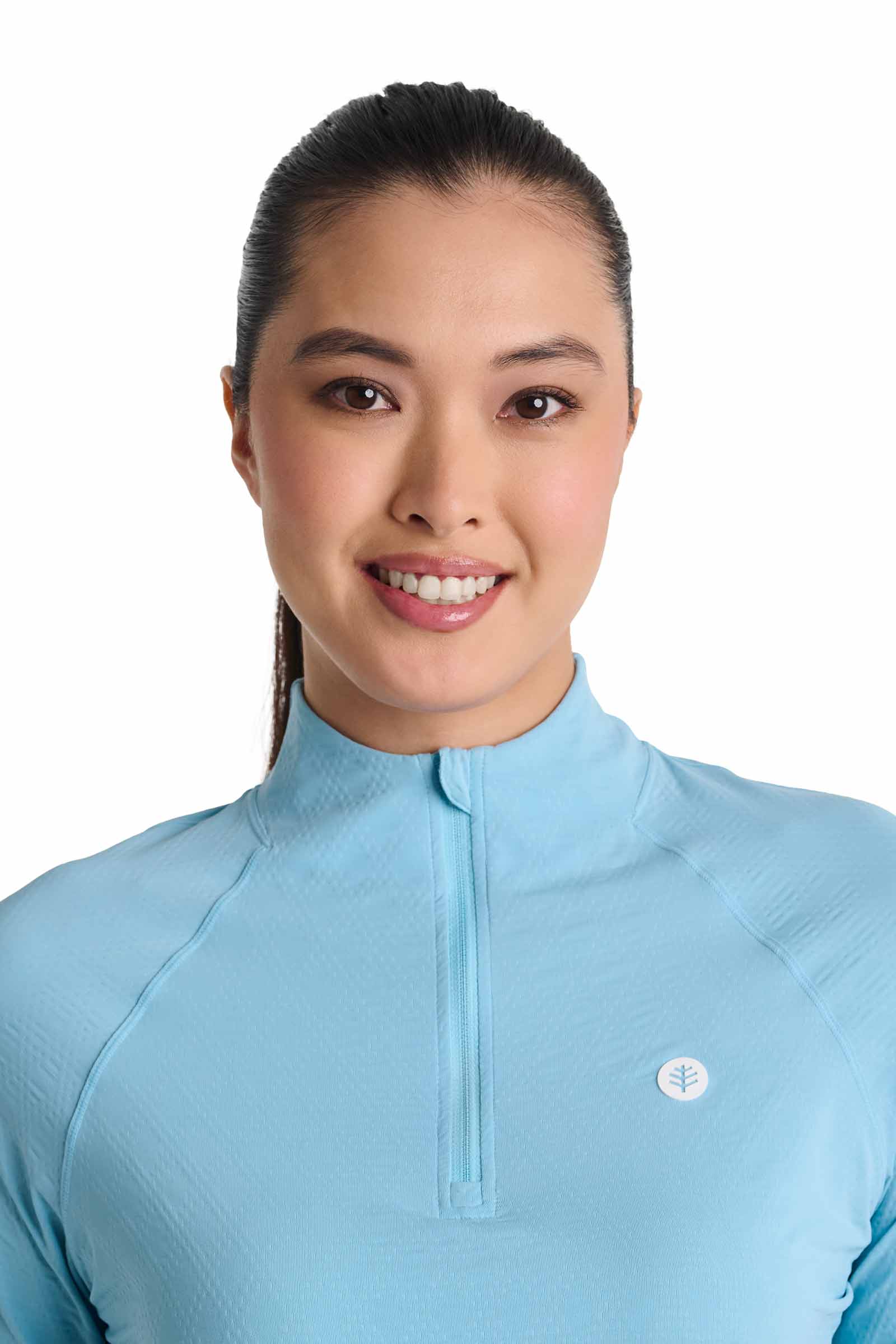 Women's Albatross Elbow Sleeve Mock Neck Top | Arctic Blue Diamond Jacquard