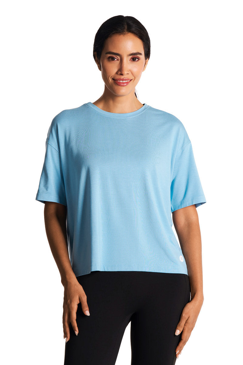 Women's Studio Yoga Short Sleeve T-Shirt | Arctic Blue