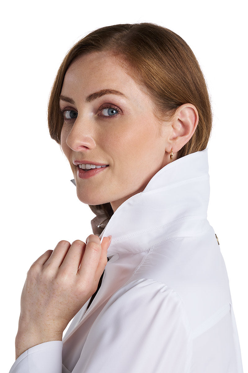 Women's Castaneda Flared Shirt Dress with Long Sleeves | White
