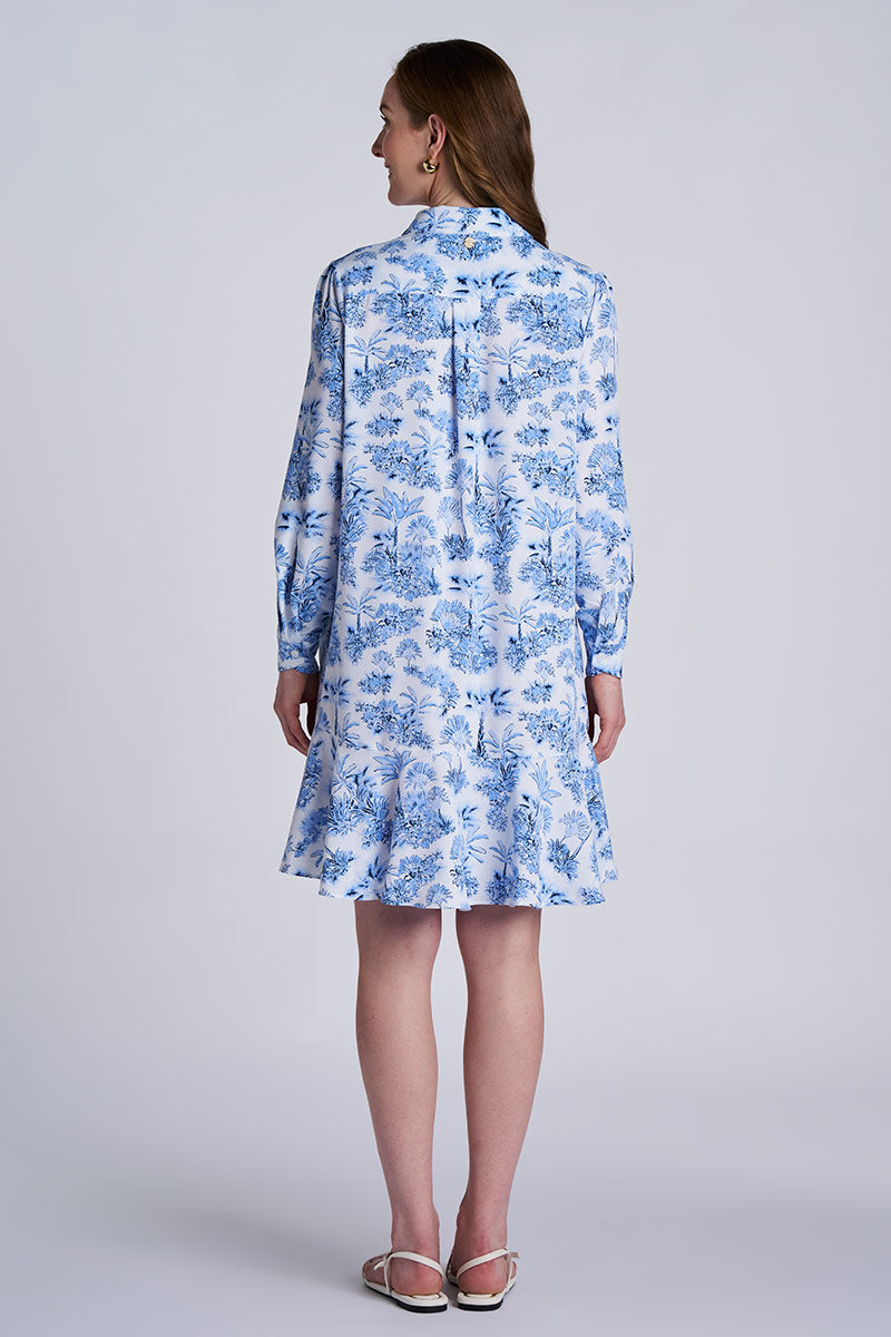Women's Castaneda Flared Shirt Dress with Long Sleeves | Periwinkle Isla Bonita