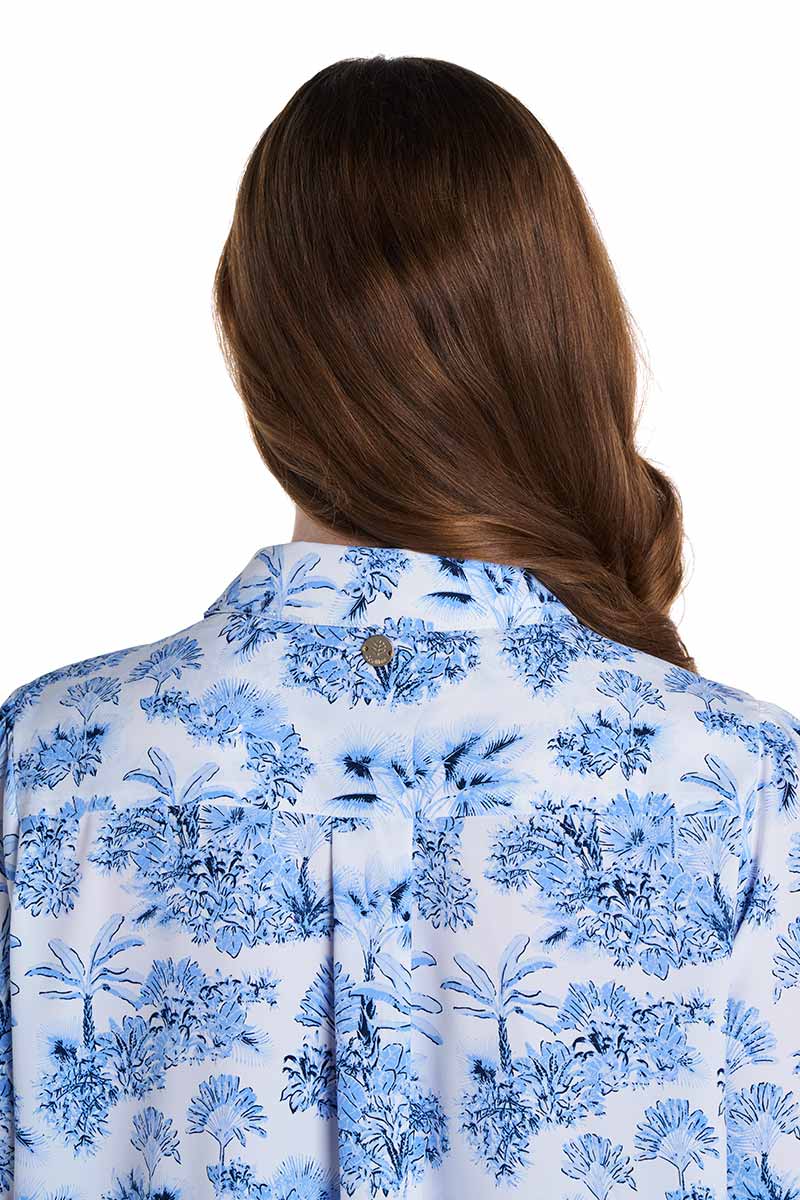 Women's Castaneda Flared Shirt Dress with Long Sleeves | Periwinkle Isla Bonita